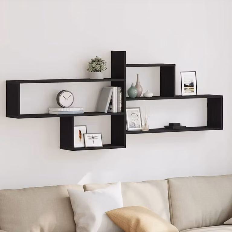 vidaXL Mensola a Parete Moderna in MDF Nero L: 167,5 cm, P: 18 cm, H: 68 cm