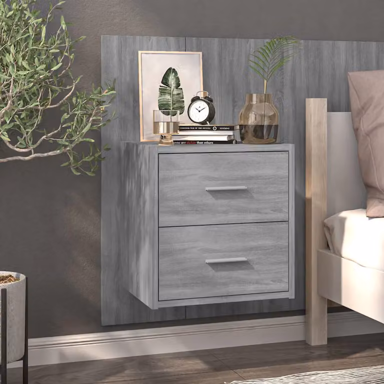 vidaXL Comodino a Muro Moderno Grigio Sonoma