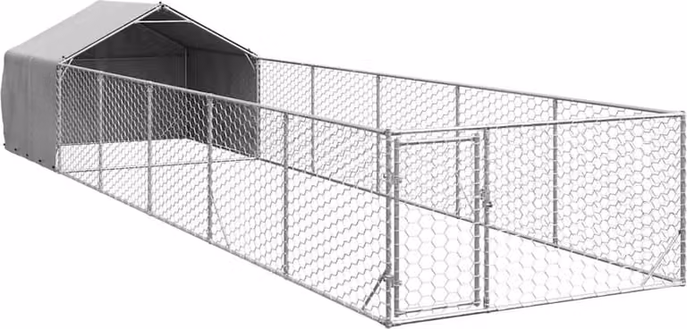 Cuccia per Cani da Esterno con Recinto 8x2x1,5m Acciaio Zincato
