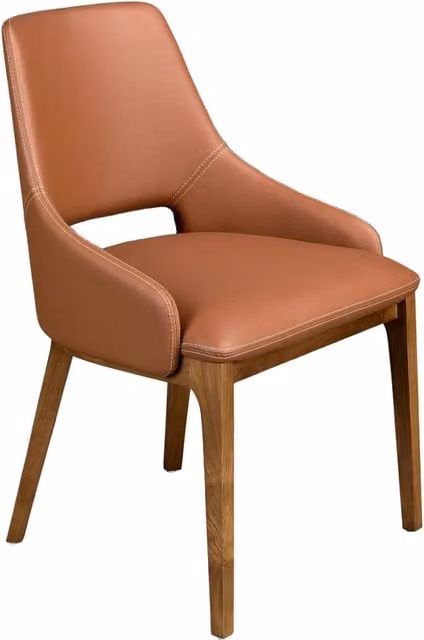 Sedia moderna in ecopelle marrone con struttura in legno Angel Cerdá – 1