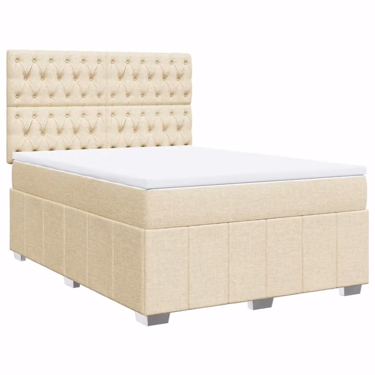 Giroletto a Molle con Materasso Crema 140x19 cm in Tessuto