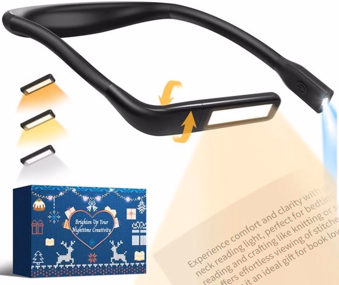 Lampada da lettura LED portatile Azomor per il collo con tre colori per una lettura confortevole