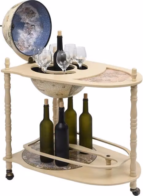 Bar a Globo Portavini Autoportante vidaXL in Legno e Metallo Verde L: 70 cm, P: 45 cm, H: 88 cm