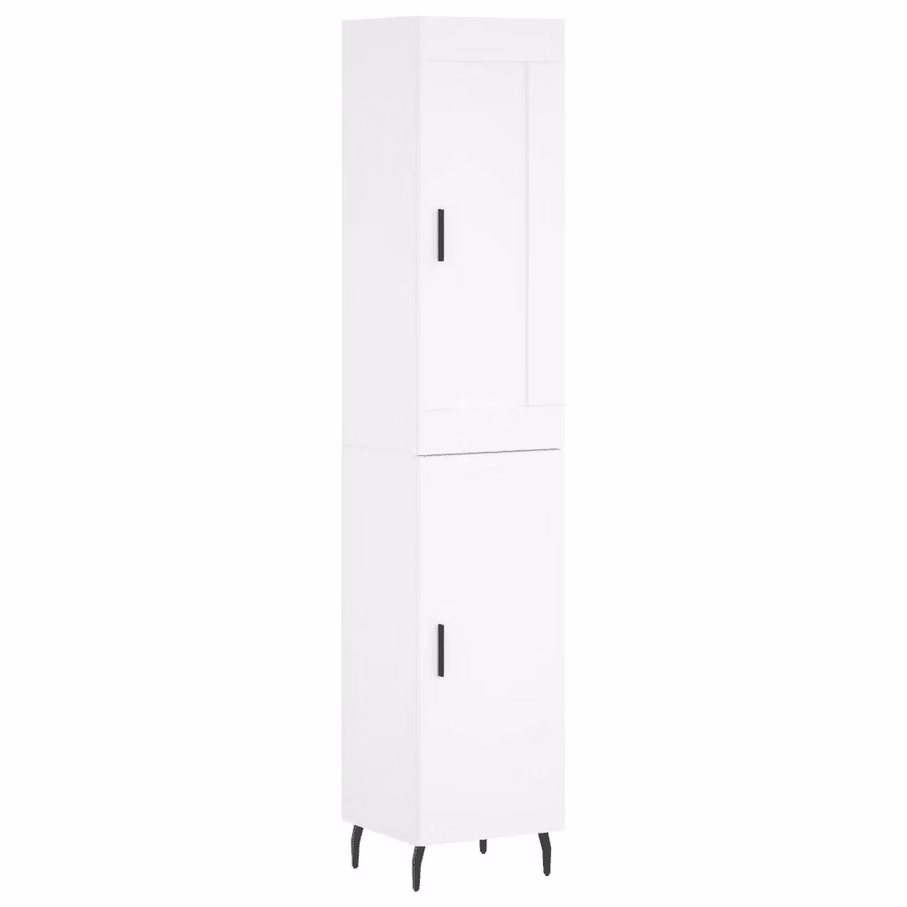 Credenza a muro moderna vidaXL bianca con ante a battente e ripiani interni L: 34,5 cm, P: 34,0 cm, H: 180,0 cm – 2