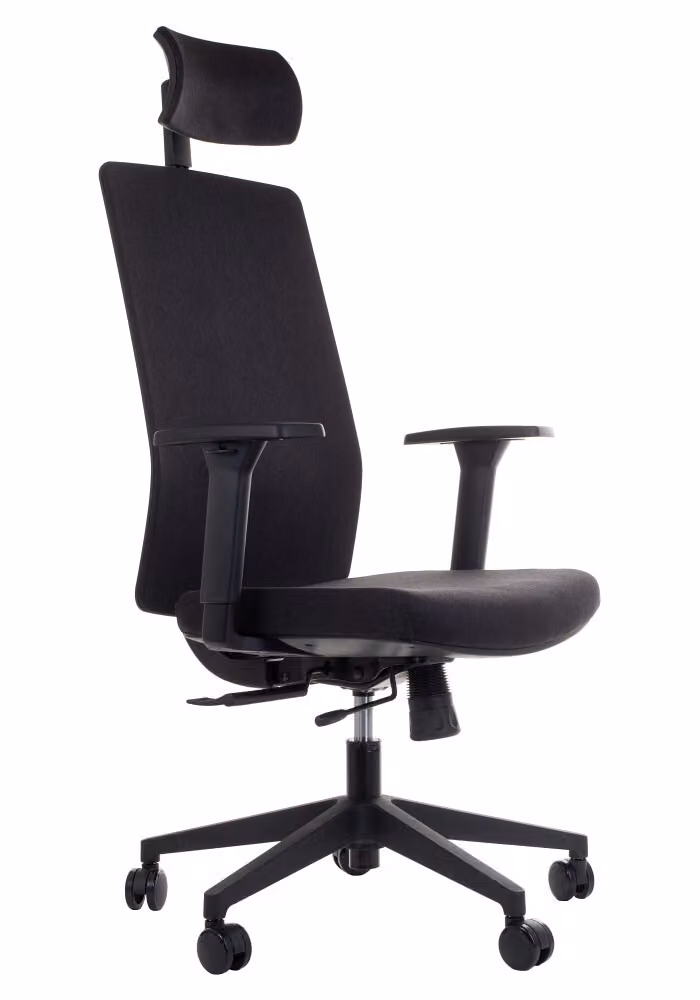 Sedia da ufficio girevole ergonomica ZN-807-B, braccioli regolabili, poggiatesta, sedile scorrevole (avanti-indietro), nero