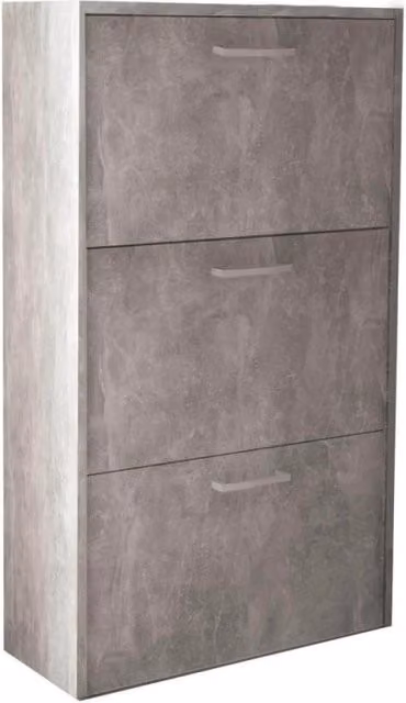 Scarpiera Molly Cosma con 3 ante a ribalta grigio effetto cemento H: 105 cm, L: 59 cm, P: 25 cm