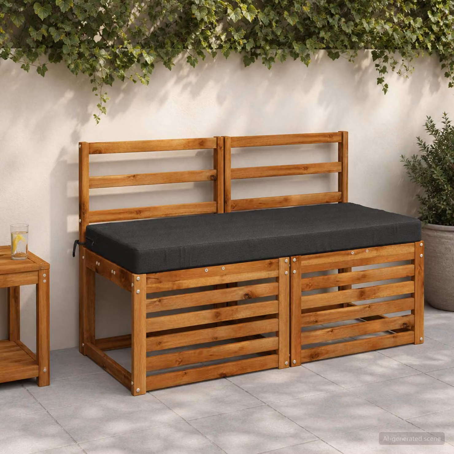 Set di 2 cuscini per panchina vidaXL SOEST in poliestere, colore antracite, L 120 cm x P 50 cm x H 8 cm