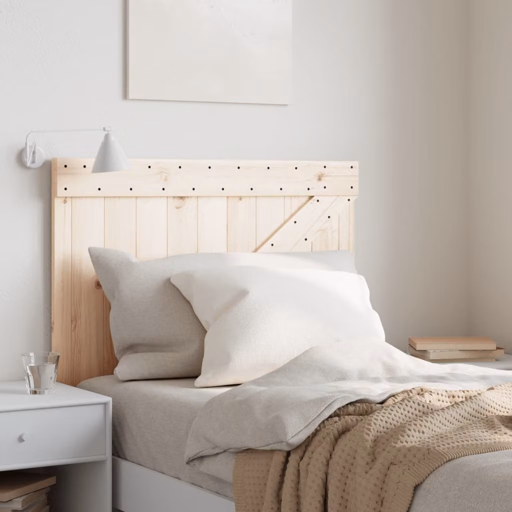 Testiera per letto vidaXL in legno massello di pino naturale stile rustico L: 90 cm, H: 104 cm