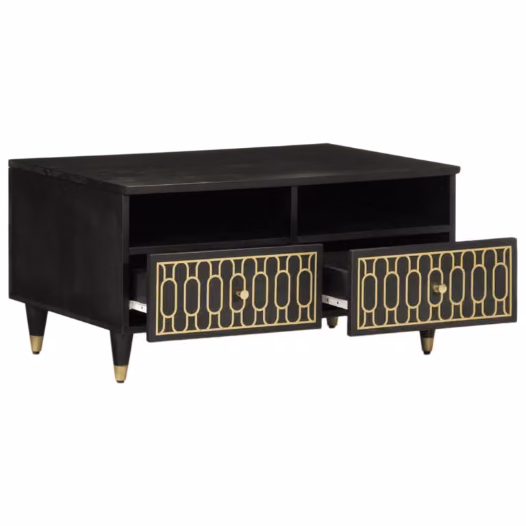 Tavolino da Salotto 80x54x40 cm in Legno Massello di Mango