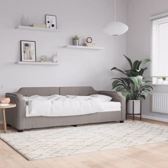 Divano Letto con Materasso Tortora 80x200 cm in Tessuto 3197614