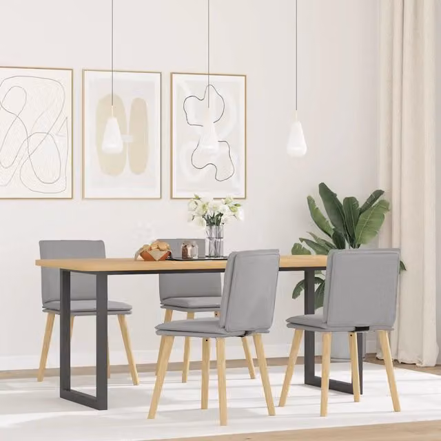 Set di 4 sedie da pranzo vidaXL in tessuto grigio con struttura in legno e metallo per soggiorno e cucina