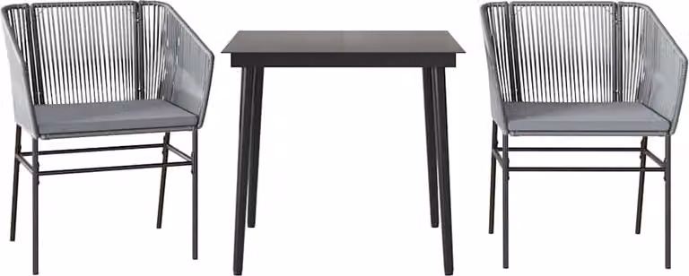 Set da Pranzo da Giardino 3 pz con Cuscini in Polyrattan Vetro
