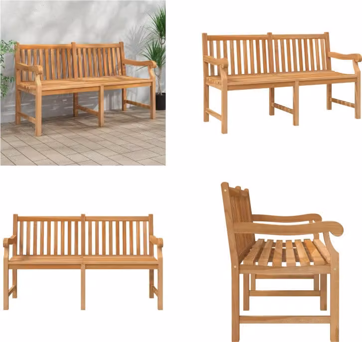 vidaXL Panca da giardino 150 cm in teak massiccio - Panca da giardino - Panca da giardino - Panca da patio - Panche da patio