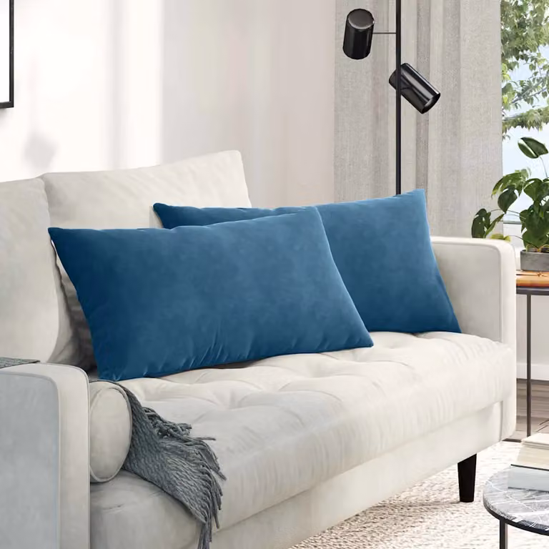 Set di 2 cuscini da divano vidaXL in tessuto a coste blu, L 80 cm x P 40 cm