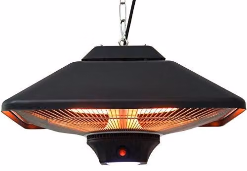 Riscaldamento a soffitto. Montaggio a soffitto. Potenza: 2000 Watt. Dimensioni: 43x43x26,5 cm. Colore: nero. Illuminazione a LED