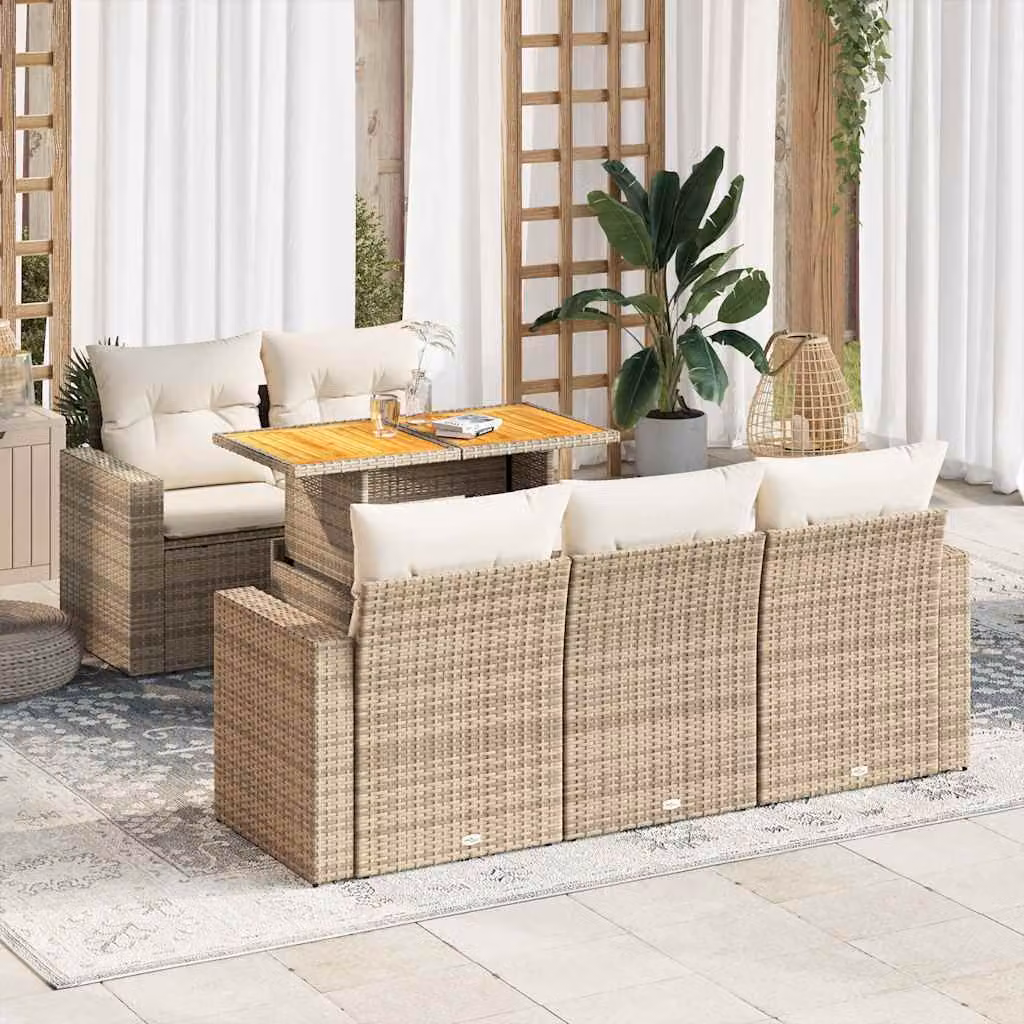 Maison Exclusive - Set Divano da Giardino 6 pz con Cuscini Beige in Polyrattan