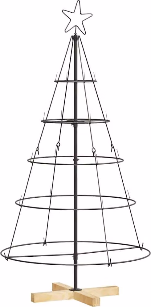 Albero a Cono di Natale con supporto Nero 126 cm Acciaio