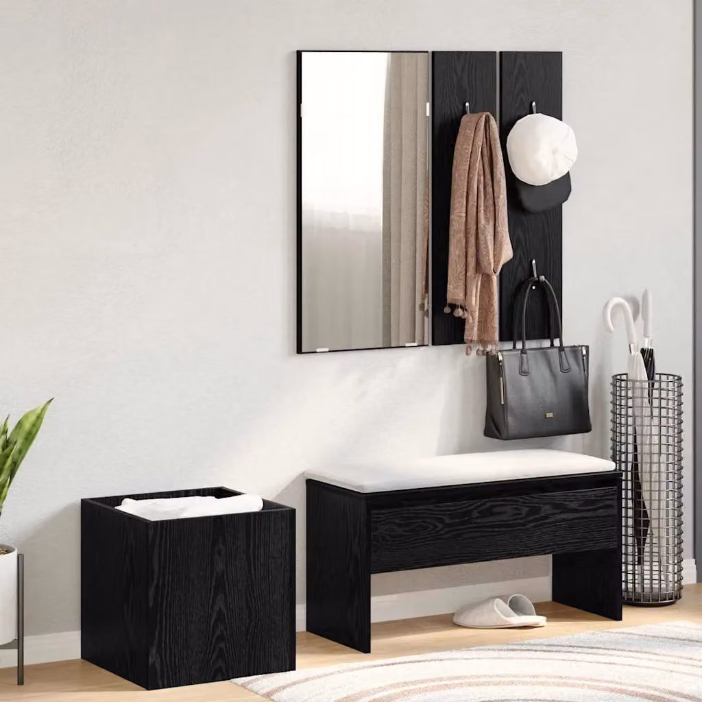 Set di mobili da ingresso vidaXL 5 pezzi nero opaco L: 80 cm, P: 30,5 cm, H: 40 cm