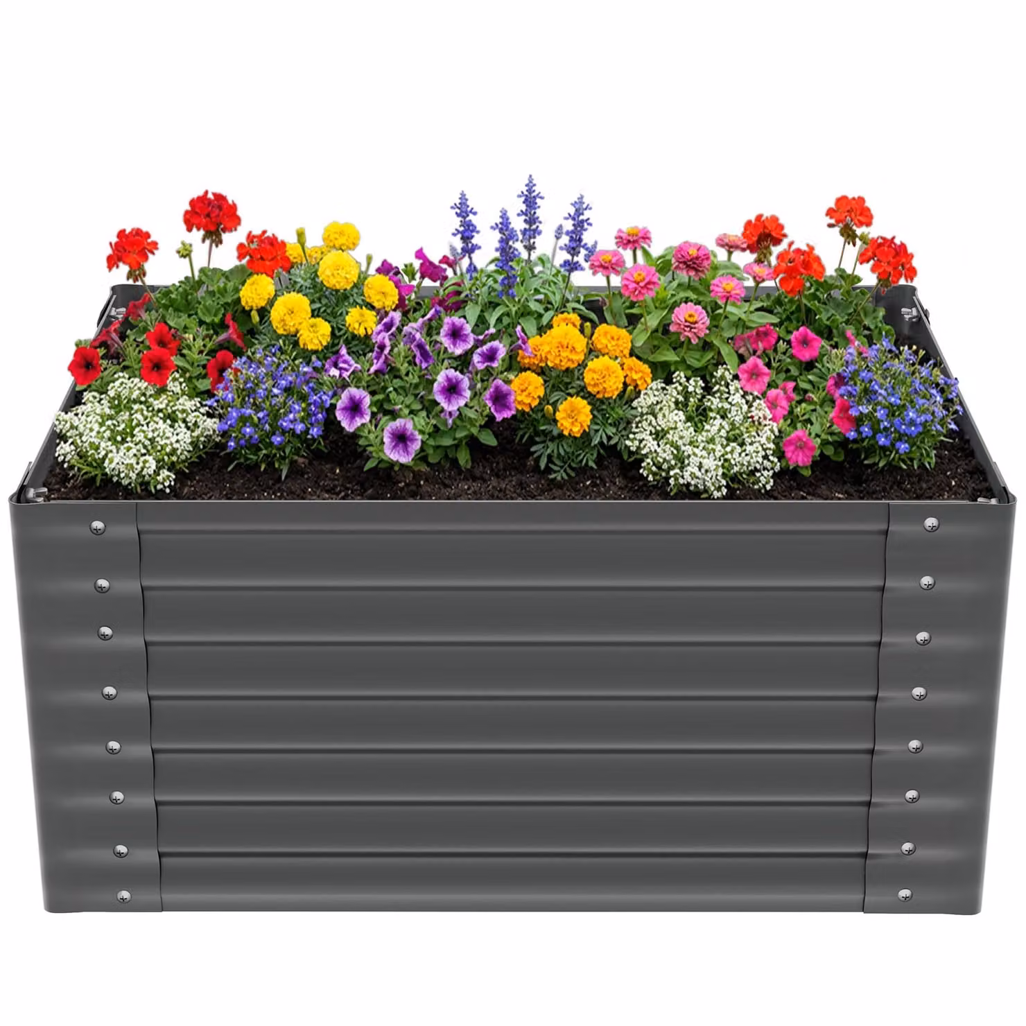 Aiuola rialzata Tectake in acciaio zincato antracite per orto e giardino – 1