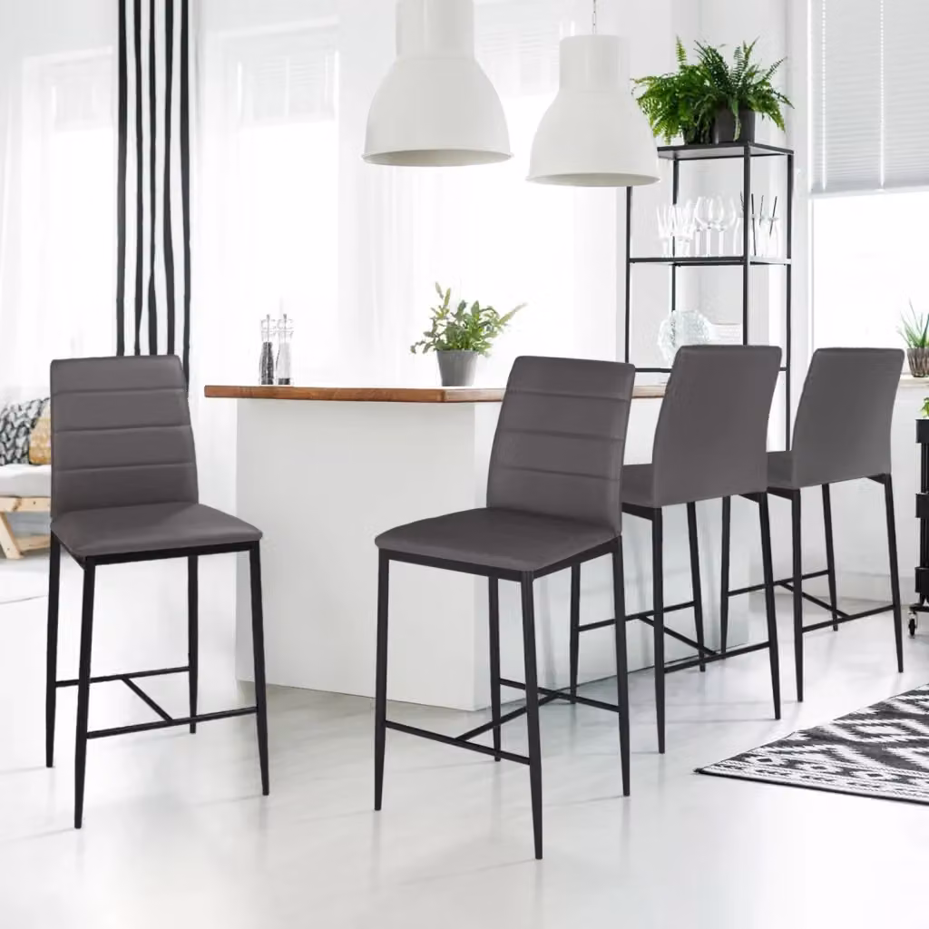 Set di 4 sgabelli da bar imbottiti IDMarket ROMANE in PVC grigio con design contemporaneo – 2