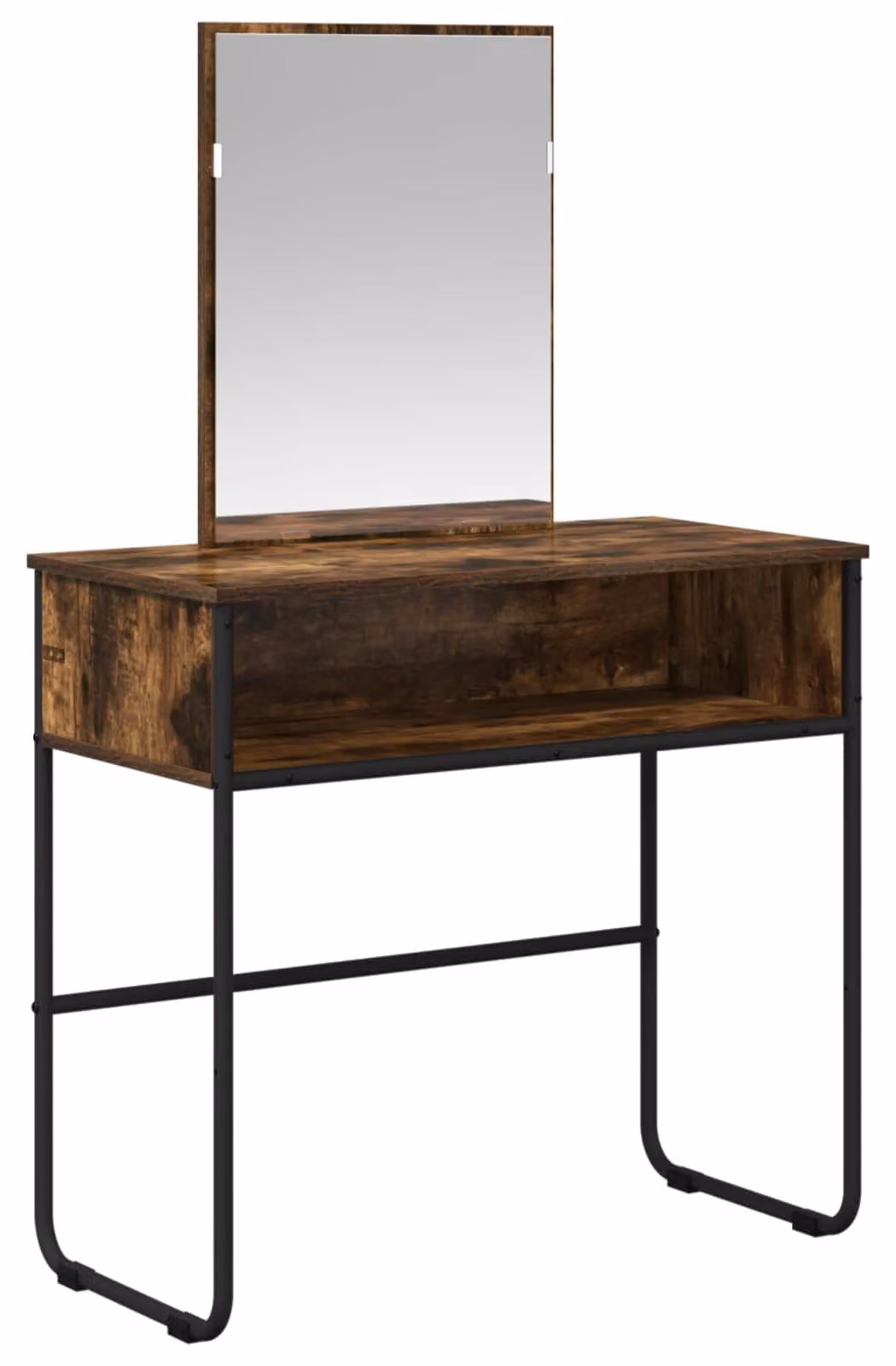 Comò da trucco in legno impiallacciato di quercia affumicata, dimensioni 81 x 40 x 131 cm