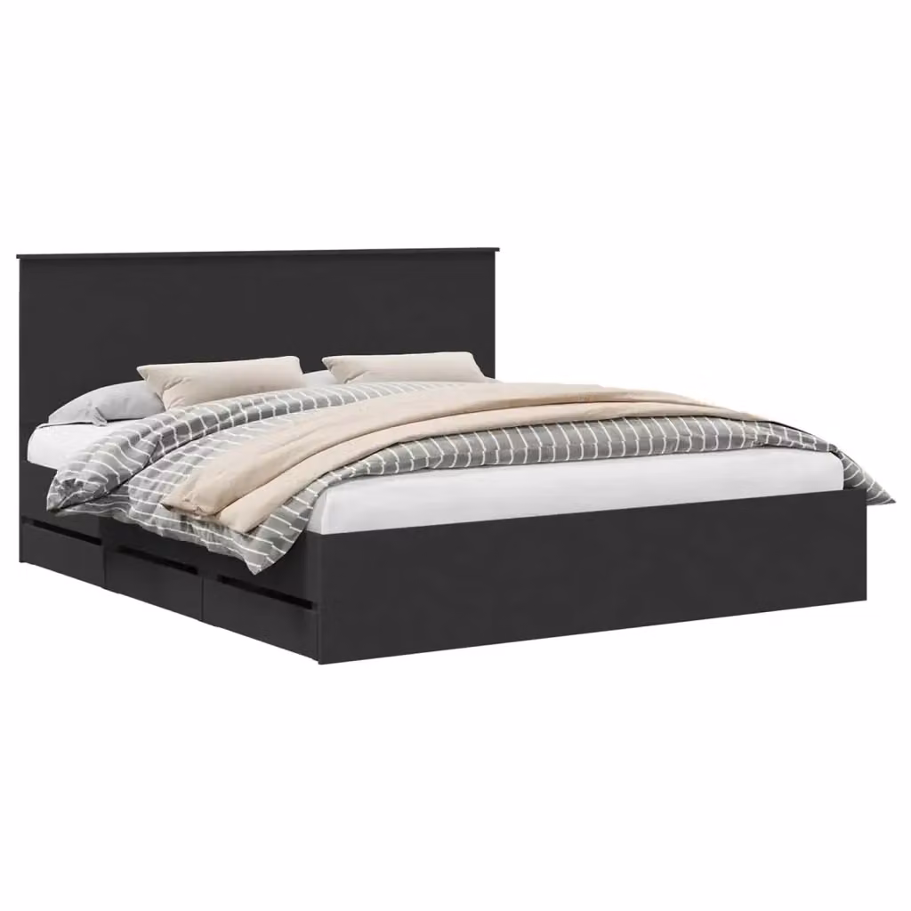 vidaXL Struttura del letto moderna in legno ingegnerizzato nero L/P/H: 180 x 200 x 45,38 cm – 2