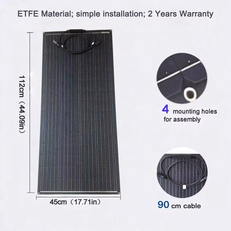 Pannello solare semi-flessibile da 100W - Monocristallino - Leggero - Ideale per barche e campeggio
