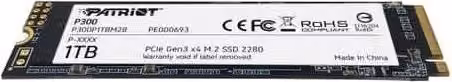 Patriot SSD P300 M.2 2280 PCIe Gen3 da 1TB Nero