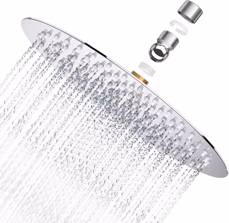soffione doccia a pioggia 20cm in acciaio inox AISI304 ugelli tondi anticalcare
