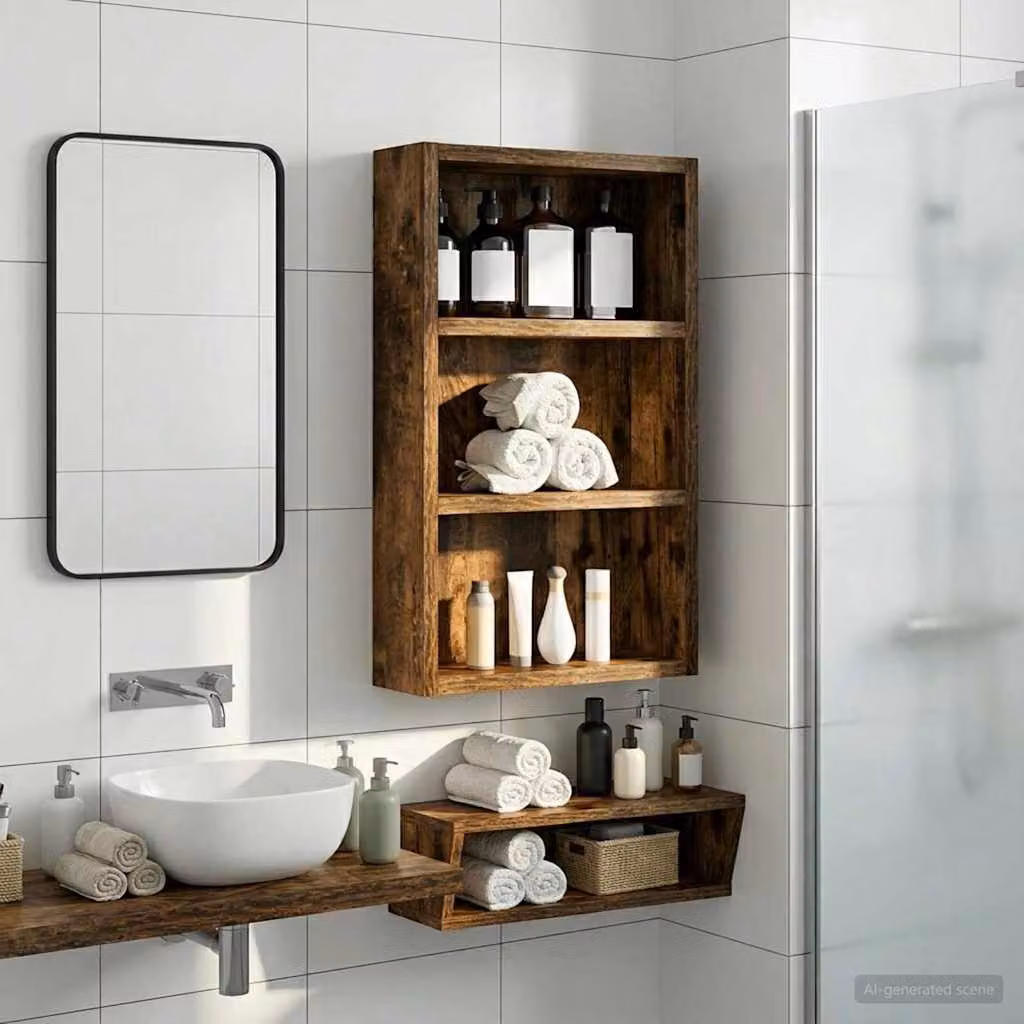 Armadio da bagno a muro vidaXL in legno color quercia affumicata L/P/H: 30 x 10 x 50 cm