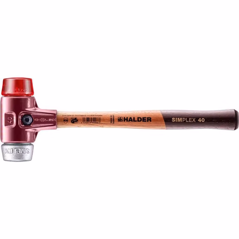Mazza SIMPLEX soft-face con alloggiamento TE e manico in legno, Ø 40, plastica / metallo morbido