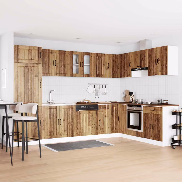 Set di 2 mobiletti per lavabo vidaXL Lucca in legno vecchio marrone con ante a battente