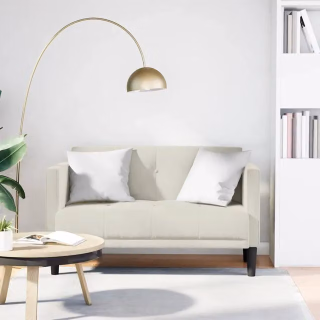 Divanetto moderno vidaXL in velluto beige L: 111 cm, P: 74,5 cm, H: 67 cm
