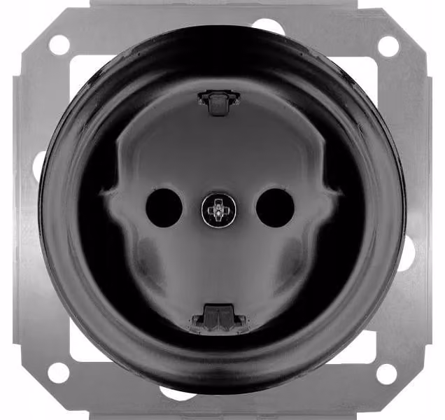 TG ELECTRO TG-RC-51SB, presa a muro retroestetica in Vetroceramica, nera, da incasso