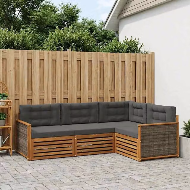Set di divani da esterno 4 pz Naturale e Antracite 3383290