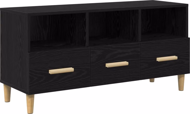 Mobile TV Rovere Nero 102 x 36 x 50 cm Legno multistrato