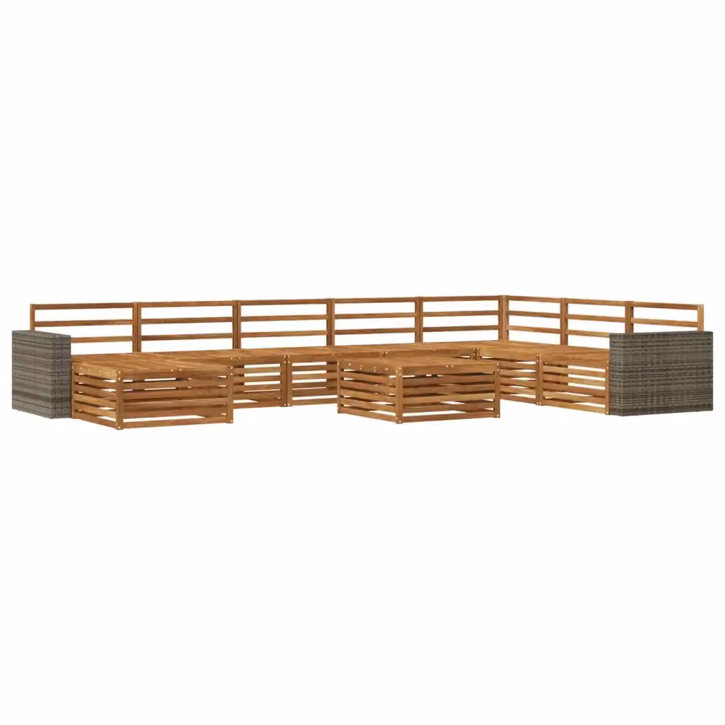 Set di divani da esterno a L vidaXL in legno di acacia massello con cuscini e tavolino, marrone – 2