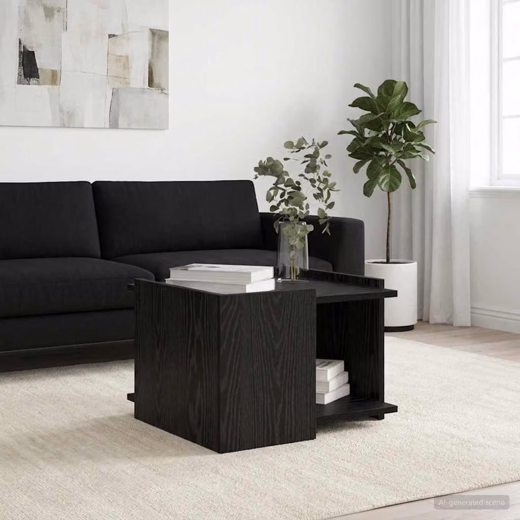 Maison Exclusive - Tavolino da caffè nero, finitura effetto legno di quercia, 50,5 x 50 x 33 cm, materiale: legno ingegnerizzato