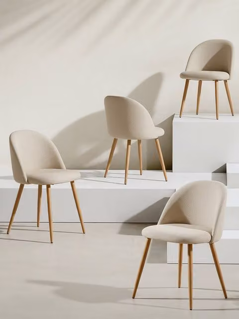 Set di 4 sedie Brila Kenay Home color beige in tessuto e legno con struttura in metallo