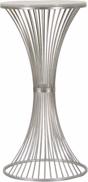 Tavolino alto Funnel O vikasa_home in marmo e ferro argento e bianco, diametro: 50 cm