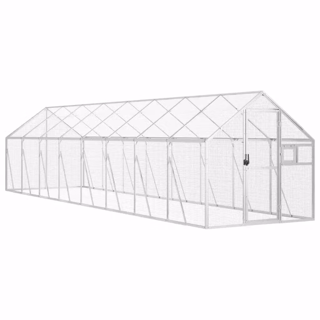 Voliera vidaXL in alluminio color argento L: 1,79 m x P: 0,80 m x H: 1,85 m – 2