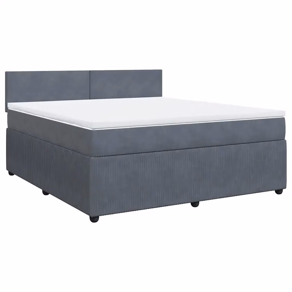 Letto Ibrido con Giroletto a Molle e Materasso vidaXL in Velluto Grigio e Bianco L/P: 180 x 200 cm – 2