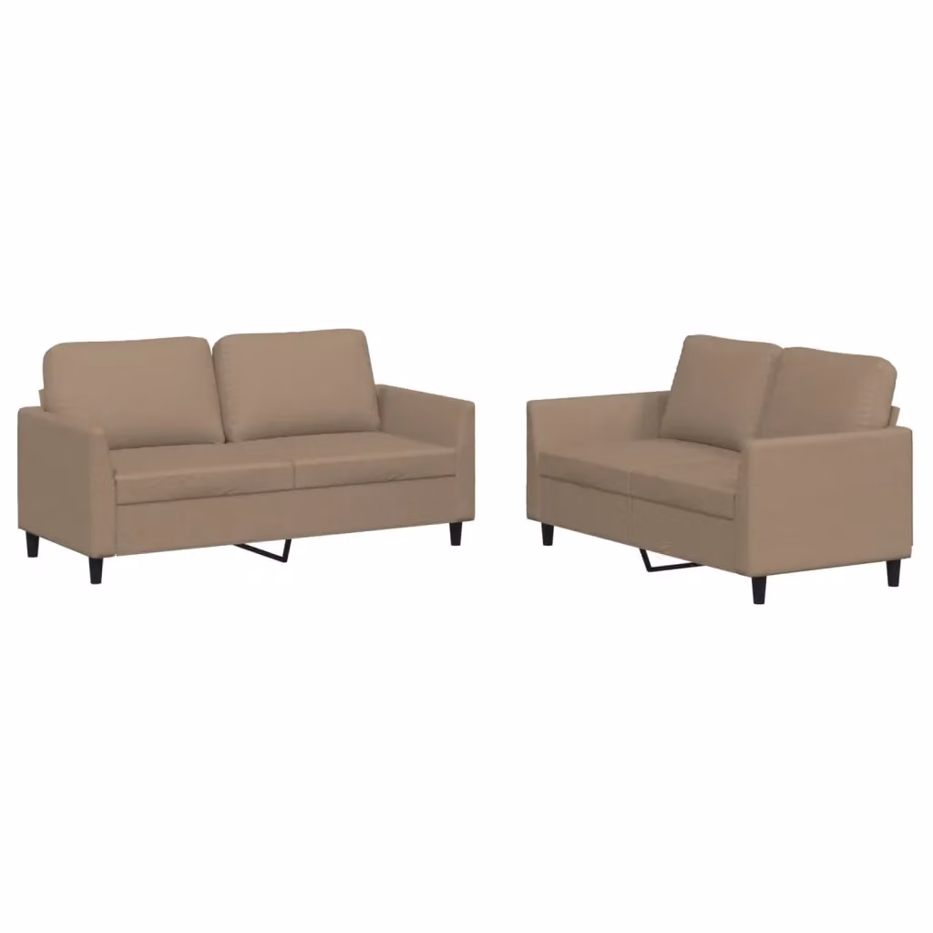 Set di 2 divani moderni vidaXL in similpelle beige con cuscini inclusi – 2