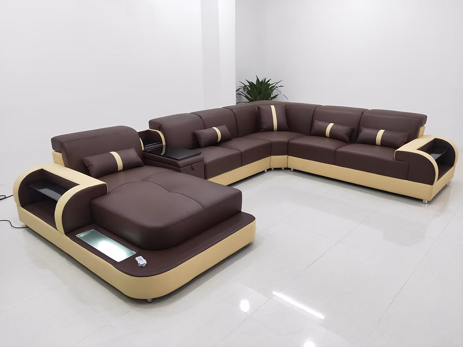 Ledersofa Design Sofa U-Form Wohnlandschaft Couch Polster Ecksofa Garnitur