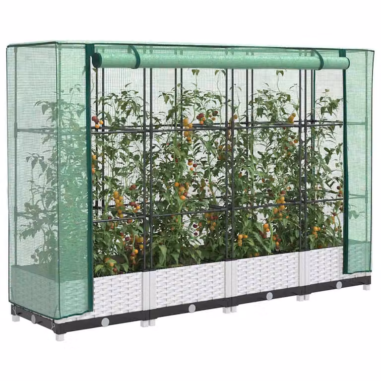 Letto rialzato con copertura effetto rattan vidaXL, bianco e verde, L: 160 cm, P: 40 cm, H: 123 cm