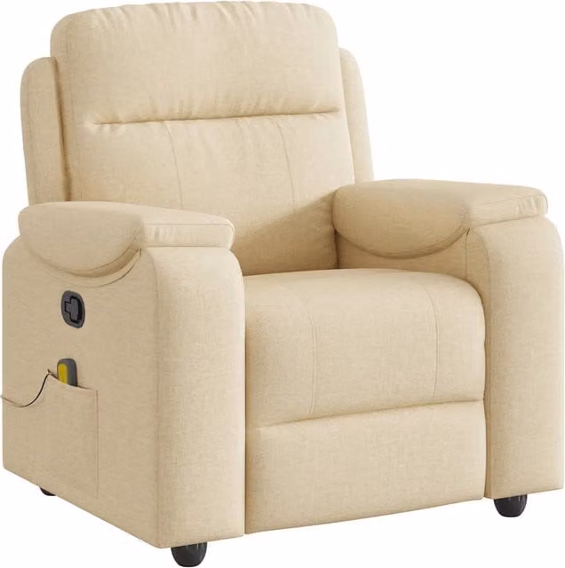 Poltrona Massaggiante | Sedia Relax Reclinabile Crema in Tessuto