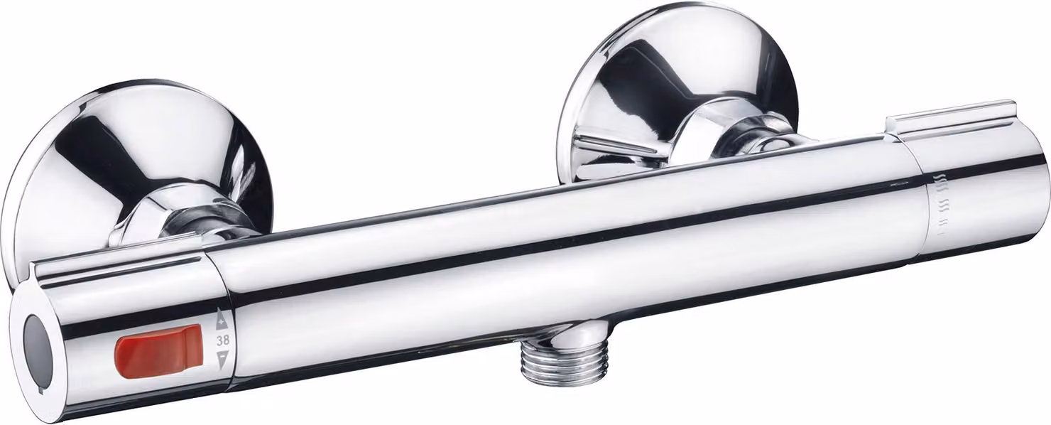 Termostato per miscelatore doccia, in ottone cromato, con tecnologia Cool-Touch, da montare a parete