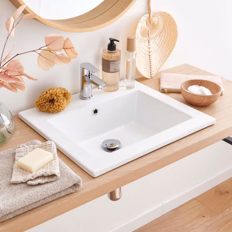 Lavabo rettangolare da incasso in Vetroceramica bianca 50x43cm LINA
