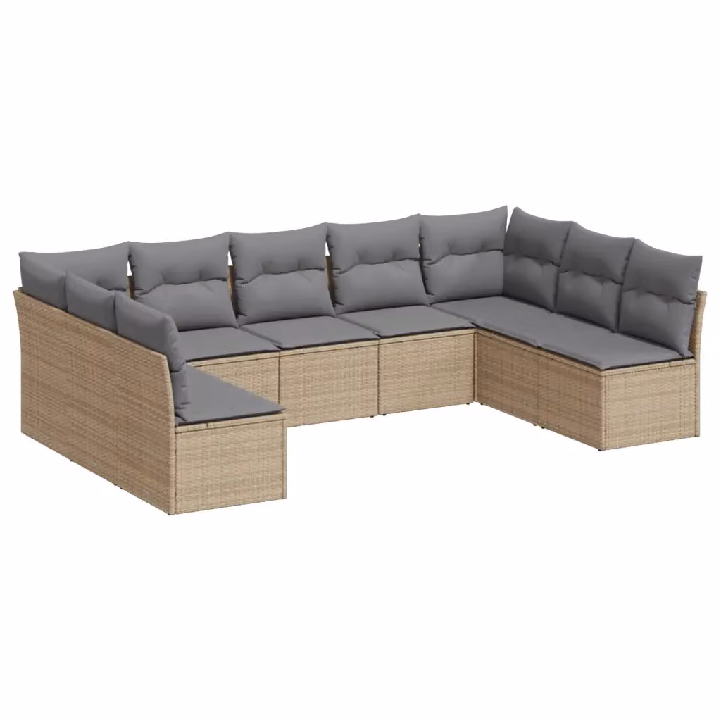 Set Divano da Giardino vidaXL 9 pz con Cuscini Beige e Grigio in Polyrattan e Metallo – 2