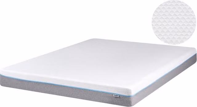 Materasso in memory foam BELIANI bianco e grigio con rivestimento rimovibile, consistenza media, L: 160 cm, P: 200 cm